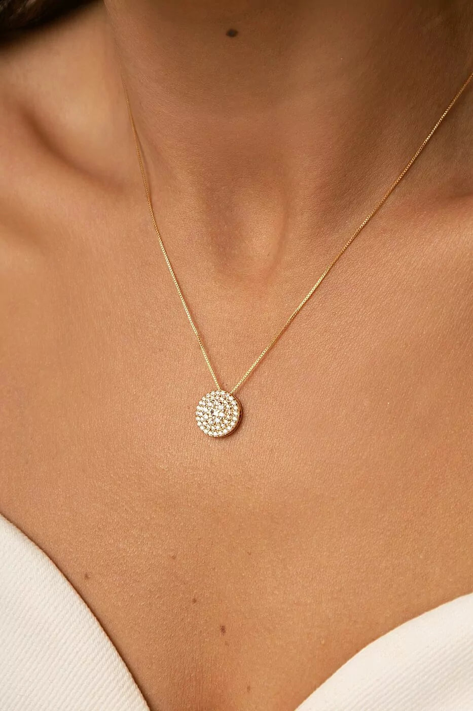 Colar Redondo com Zircônias Brancas 52cm - Banho de Ouro 18k