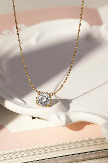 Colar Quadrado com Zircônias Premium Brancas 50cm - Banho de Ouro 18k