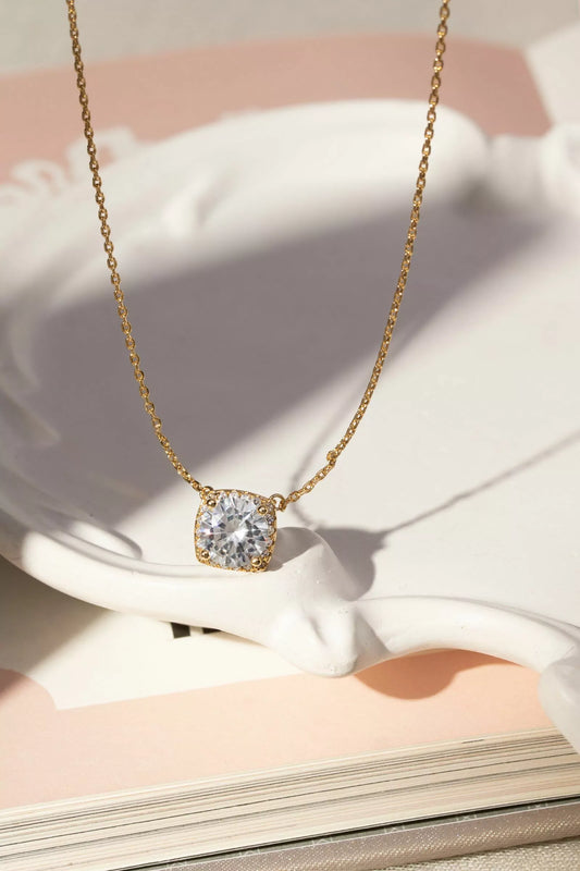 Colar Quadrado com Zircônias Premium Brancas 50cm - Banho de Ouro 18k