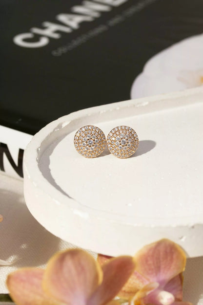 Brinco Redondo com Zircônias Brancas - Banho de Ouro 18k