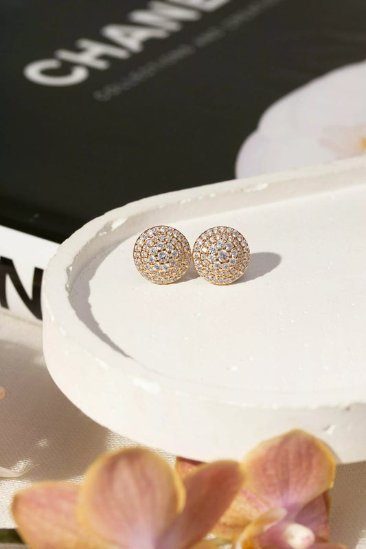 Brinco Redondo com Zircônias Brancas - Banho de Ouro 18k