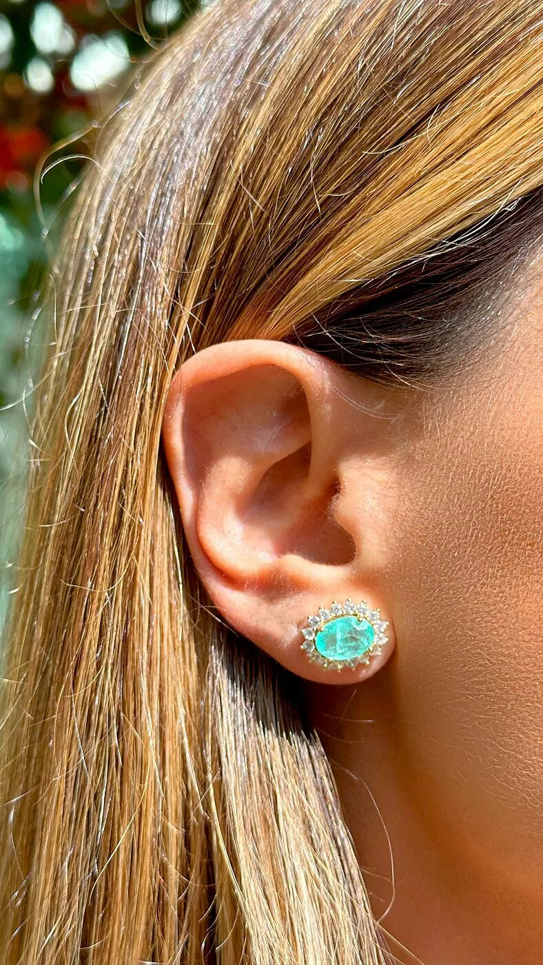 Brinco Oval Fusion Turmalina e Zircônias Brancas - Banho de Ouro 18k