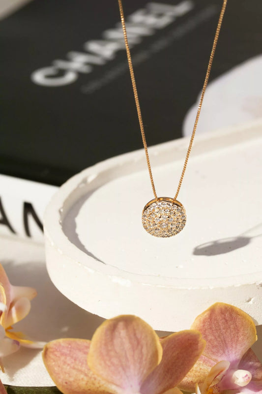 Colar Redondo com Zircônias Brancas 52cm - Banho de Ouro 18k