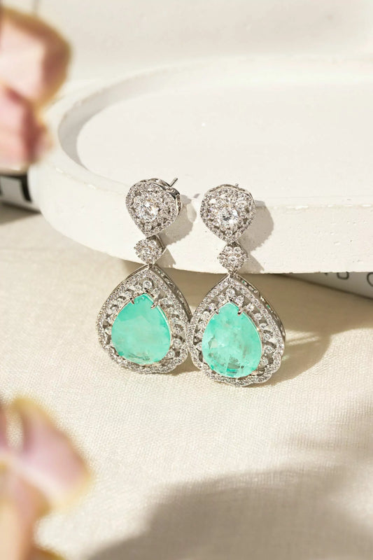 Brinco Gotão Fusion Turmalina e Zircônias Brancas - Banho de Ródio Branco