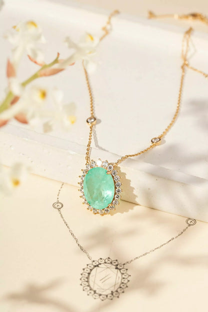 Conjunto (Colar e Brinco) Fusion Turmalina Zircônia Branca - Banho de Ouro 18k