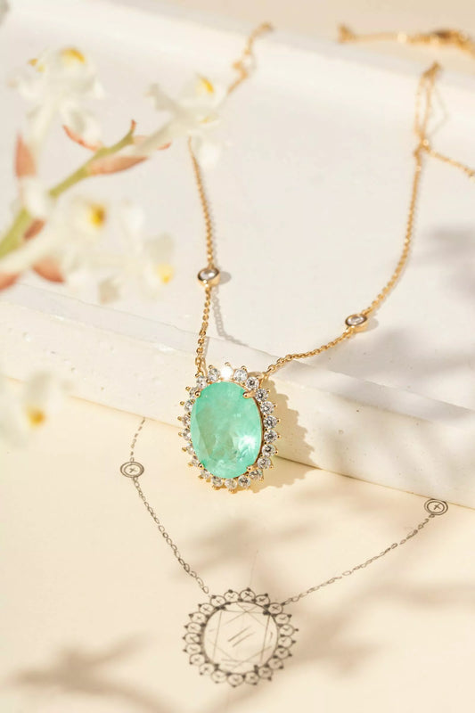 Conjunto (Colar e Brinco) Fusion Turmalina Zircônia Branca - Banho de Ouro 18k