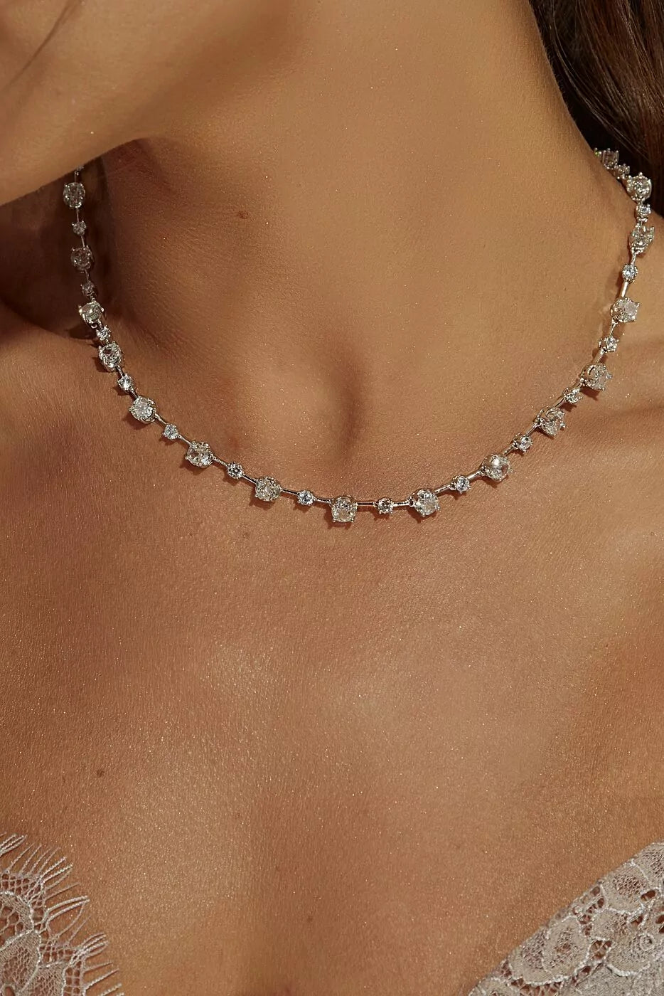 Colar Riviera com Zircônias Ice Cutting Diamond Color e Zircônias Brancas 44cm - Prata 925