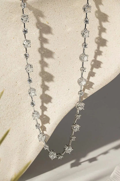 Colar Riviera com Zircônias Ice Cutting Diamond Color e Zircônias Brancas 44cm - Prata 925