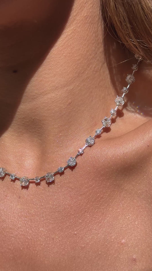 Colar Riviera com Zircônias Ice Cutting Diamond Color e Zircônias Brancas 44cm - Prata 925